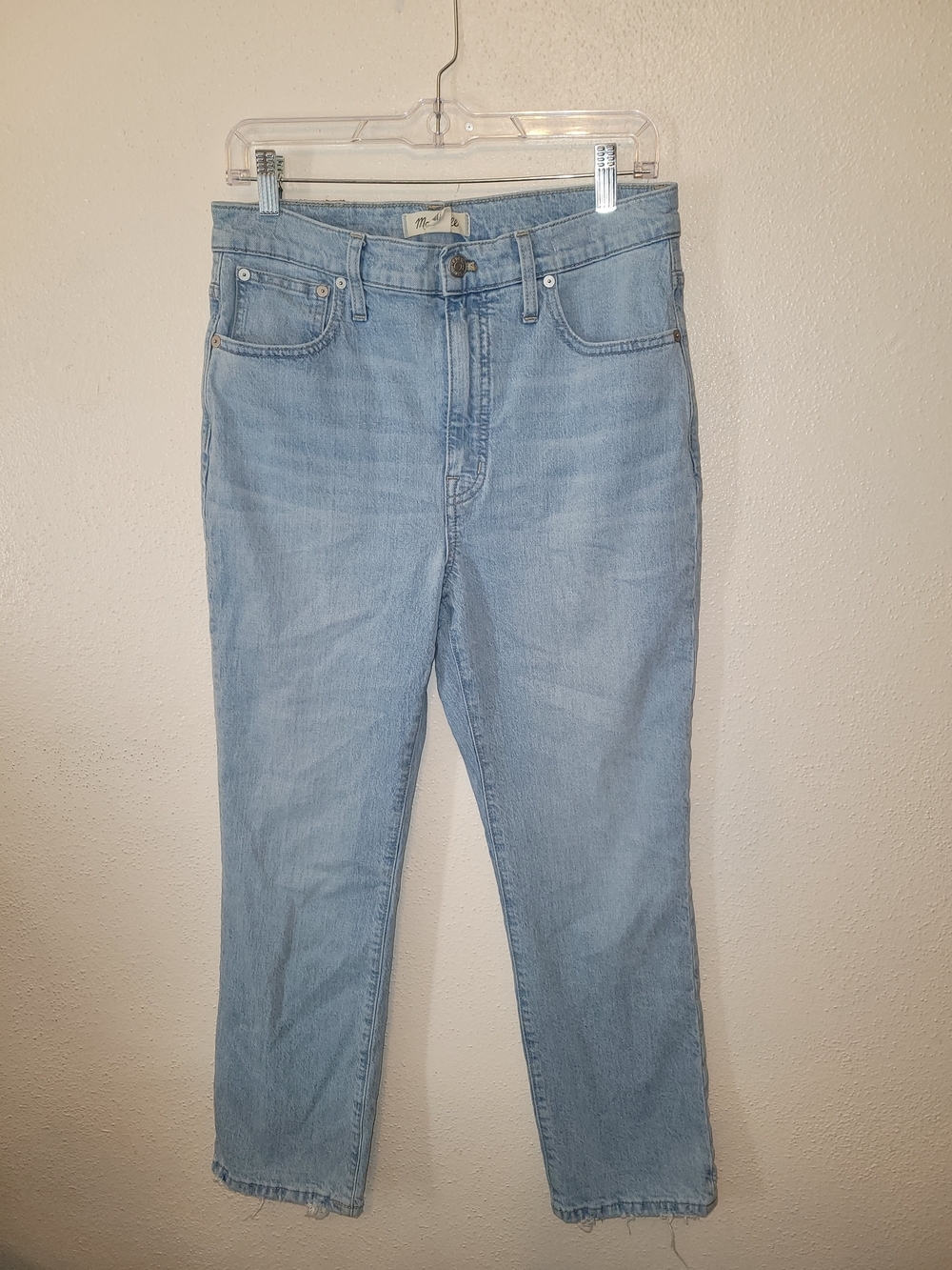 Madewell Slim Demi-Boot Jeans Light Wash Raw Hem Women's Size 29